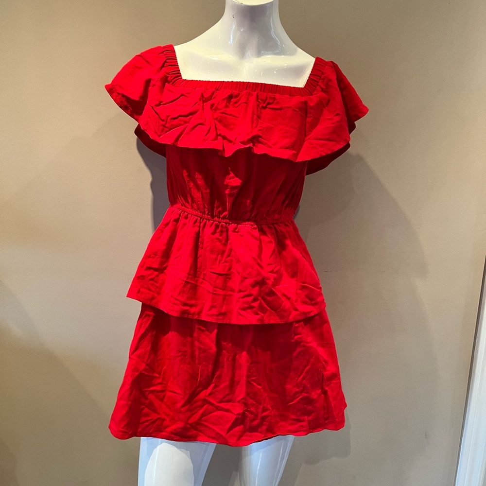 Elegant Red Ruffle Dress